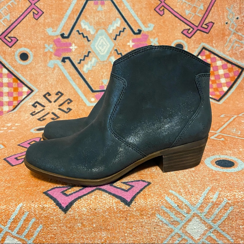 NEW Lucky Brand Belia Black Leather Cowboy Boot